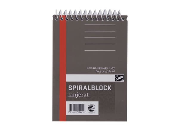 Spiralblock A7 60g 50 blad linjerat 10st