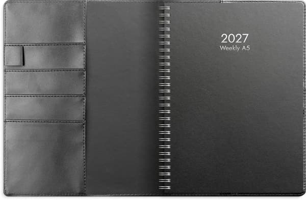 Kalender Weekly A5 2027 konstläder svart