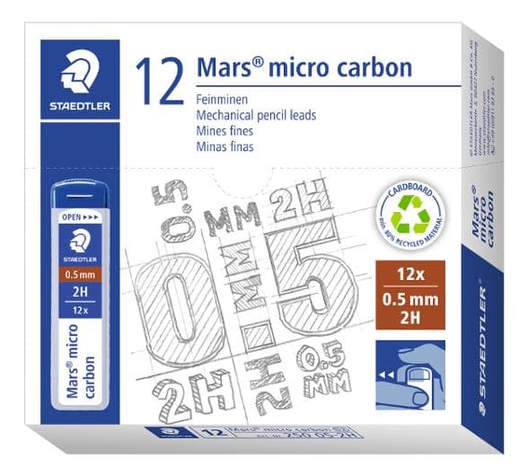 Reservstift STAEDTLER 0,5mm 2H 12/fp 12st