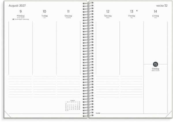Kalender Organizer & Notes 2027 stående