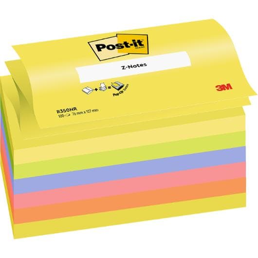 Notes POST-IT Z-block 76x127mm neon 6/fp