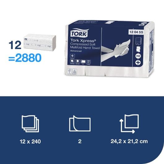 Handduk TORK Adv H2 Xpress Komp. 2880/fp