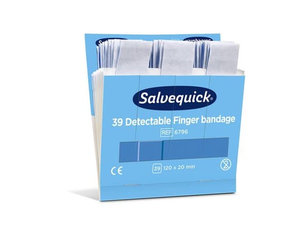 Plåster SALVEQUICK refill lång blå 39/fp 6st