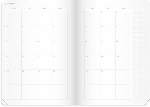 Calendar Masume 2027 engelsk text