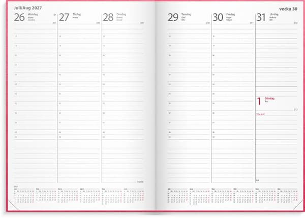 Kalender Weekly A5 2027 konstl inb rosa