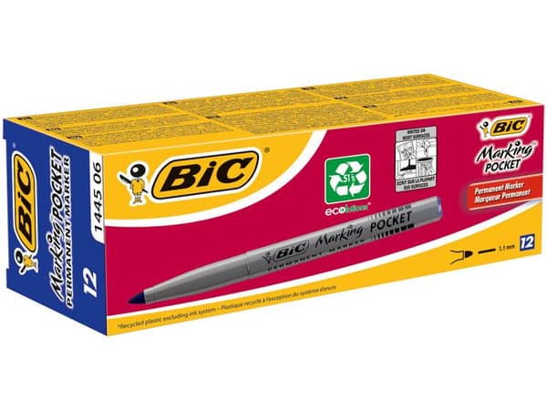Märkpenna BIC 1445 pocket blå 12st