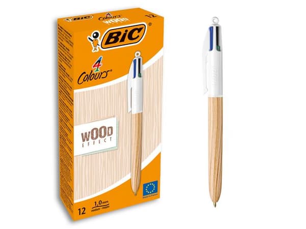 Kulpenna BIC 4 Colours Wood 1mm 12st