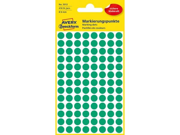 Färgkodningsprick AVERY Ø8mm grön 416/fp