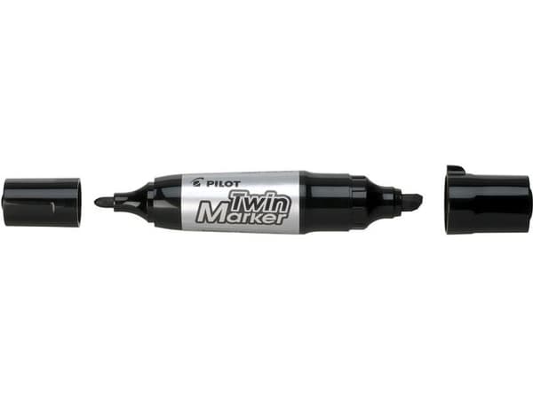 Märkpenna PILOT Twin Marker jumbo svart 10st