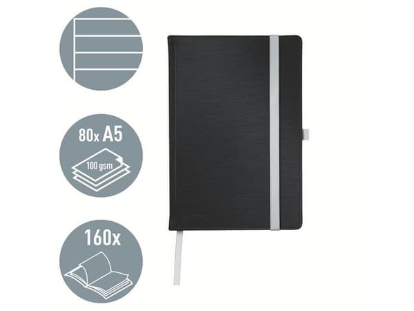 Ant.bok LEITZ Style A5 H linj 80bl svart