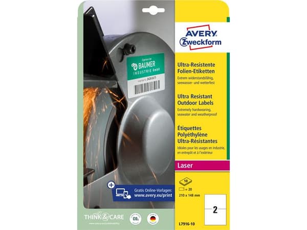 Etikett AVERY Stretch 210x148mm 20/fp