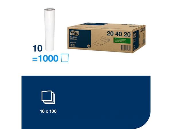 Insatspåse TORK B2 20L vit 100/rl