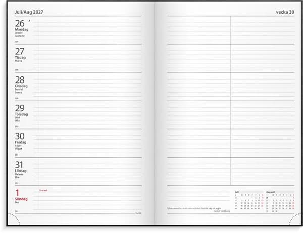 Kontorskalender 2027 svart