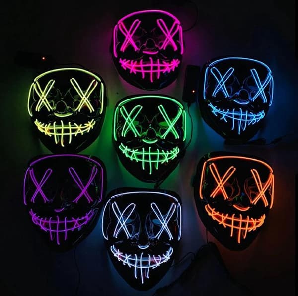 LED Mask 4 pack inkl batterier - Halloween