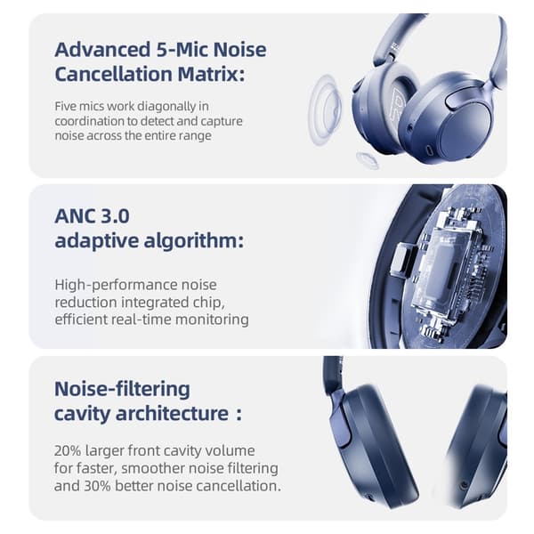 Trådløse PC Gaming Headset Støjreducerende Over-Ear Bluetooth Hovedtelefoner - Sort