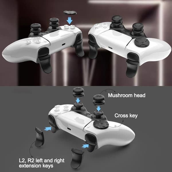 Playstation 5 / PS5 L2 R2 Trigger Extender + D - pad knappsats Tumgrepp Kontroll
