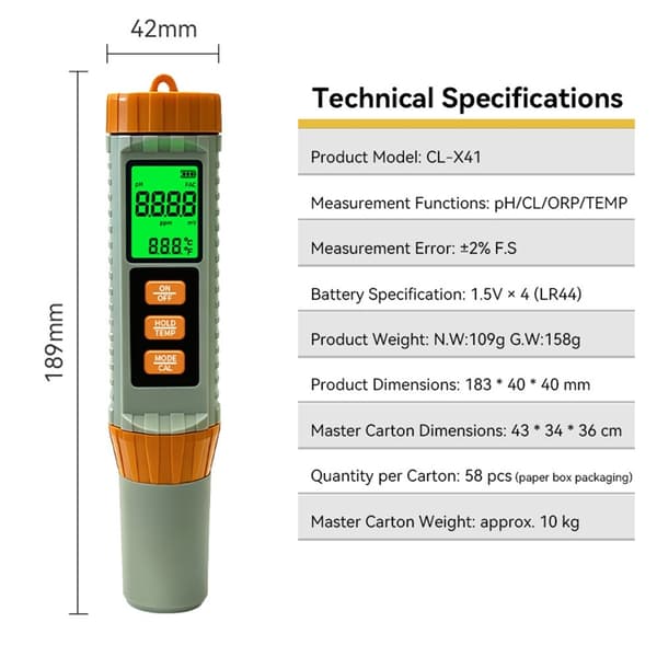 Vattenkvalitet Vattentest restklor pH ORP temperatur dricksvatten pool akvarium