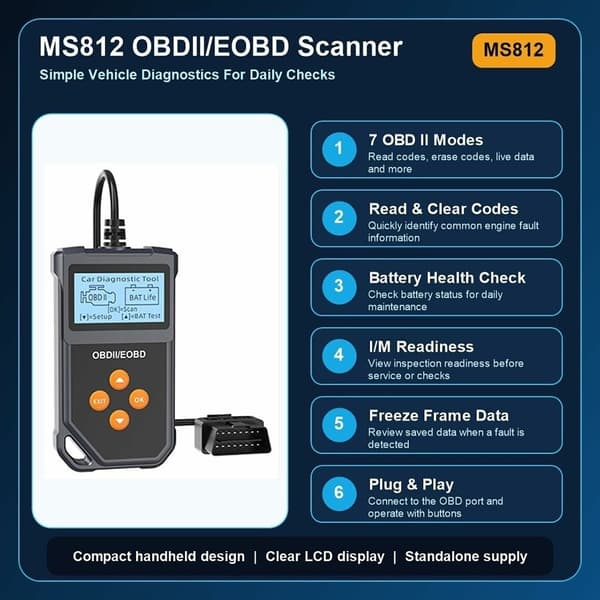 OBD2-fejlkodelæser til Fiesta II (2006–2014) – Diagnose, batteritester, 7 OBD II-tilstande
