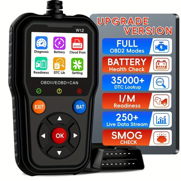 OBD2/EOBD+CAN-feilkodeleser – Diagnose og batteritest – Over 35 000 feilkoder (DTC)