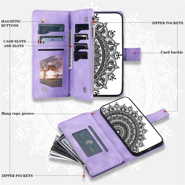 Til Google Pixel 10 Pro / 10 / 9 Pro / 9 tegnebogscover Cover Shell Mandala Blomstermønster