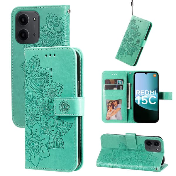 För Xiaomi Redmi 15C Stativfodral Mandala Plånboksfodral