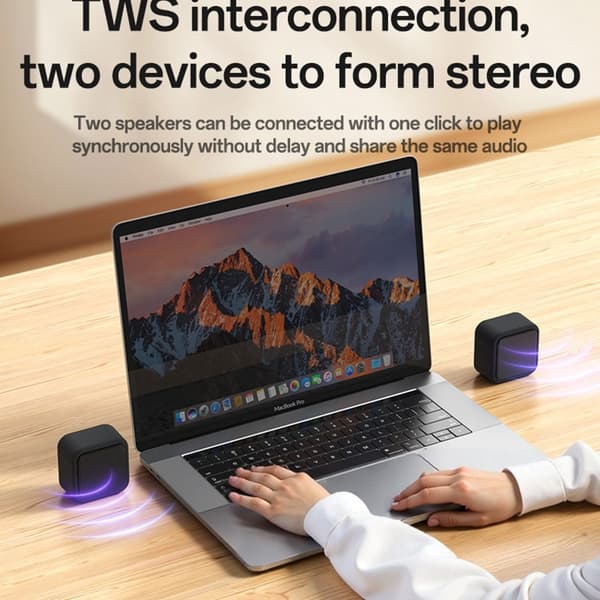YESIDO Mini Cube TWS Bluetooth högtalare snodd förbättrad bas bärbar subwoofer