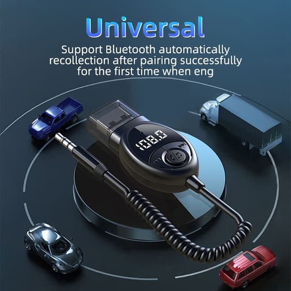 W8 Bilstereoadapter Bluetooth-kompatibel mottaker FM-sender med teleskopkabel