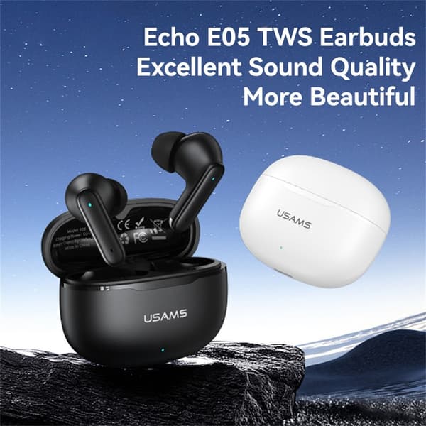 USAMS Echo E05 Trådløse Hovedtelefoner In-Ear Bluetooth Dynamiske Drivere - Sort