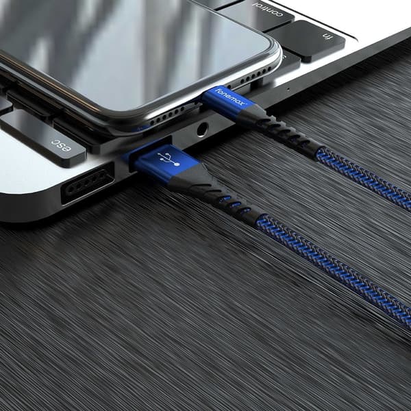 FONEMAX MFi-sertifisert 2m USB til Lightning-datakabel 3A hurtiglading