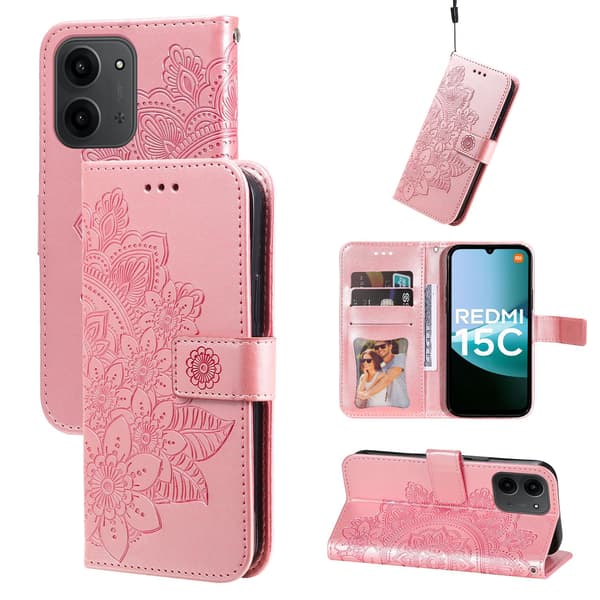 För Xiaomi Redmi 15C Stativfodral Mandala Plånboksfodral