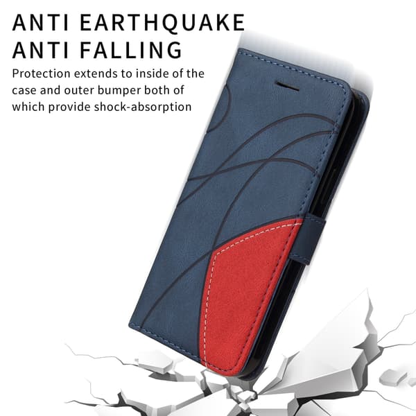 För Google Pixel 10a Plånboksfodral med Stativ Tvåfärgad Design - Blå