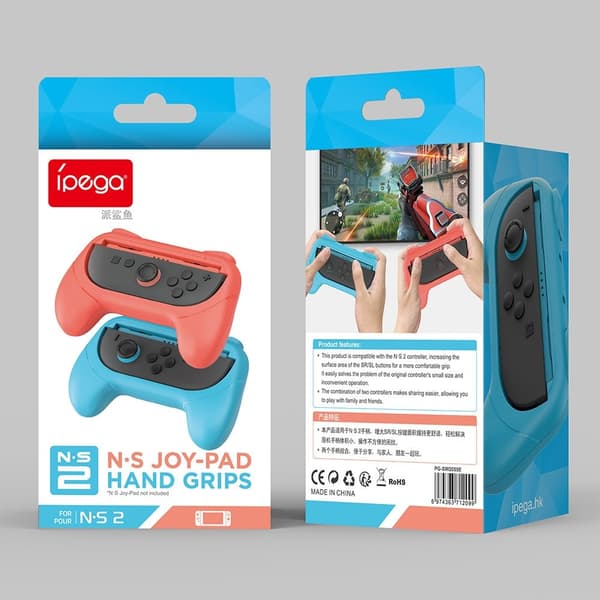 IPEGA 1 par kompatibel med Nintendo Switch 2 Grips Shell spilcontroller Joy-Con Rød+blå