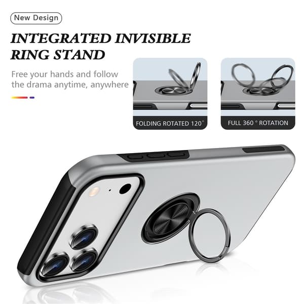 For iPhone 17 Pro Hybrid-deksel med Fingerring