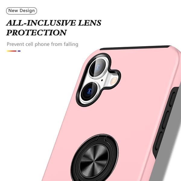 Til iPhone 17 Finger Ring Kickstand Hybrid Taske