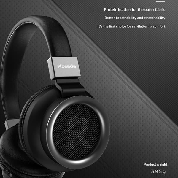 AZEADA Trådløse Hovedtelefoner Over-Ear Bluetooth Kompatibel 5.0 HiFi Headset - Sort