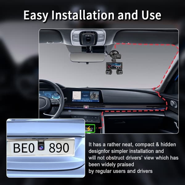Bilkamera WiFi 4-kanals 2K nattsyn Firelinse bil-DVR GPS-modul Step-down-kabel