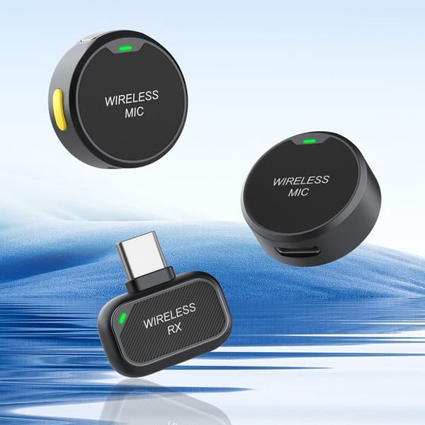 Magnetisk klipsmikrofon med støydempende Bluetooth, 2 sendere, 1 mottaker, USB-C