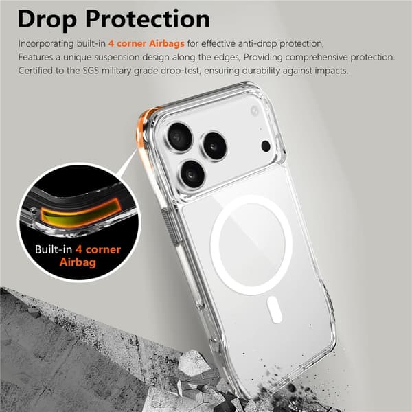 MagSafe-kompatibelt TPU + PC Clear Mobilskal till iPhone 17 Pro