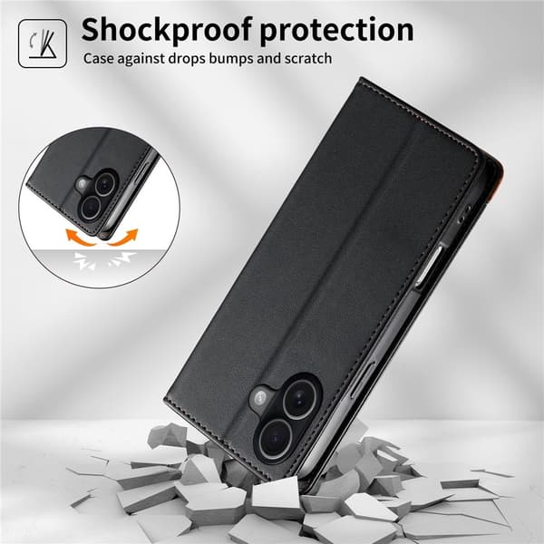 DIERFENG Til iPhone 17 Pungcover RFID Beskyttelse Stander - Sort