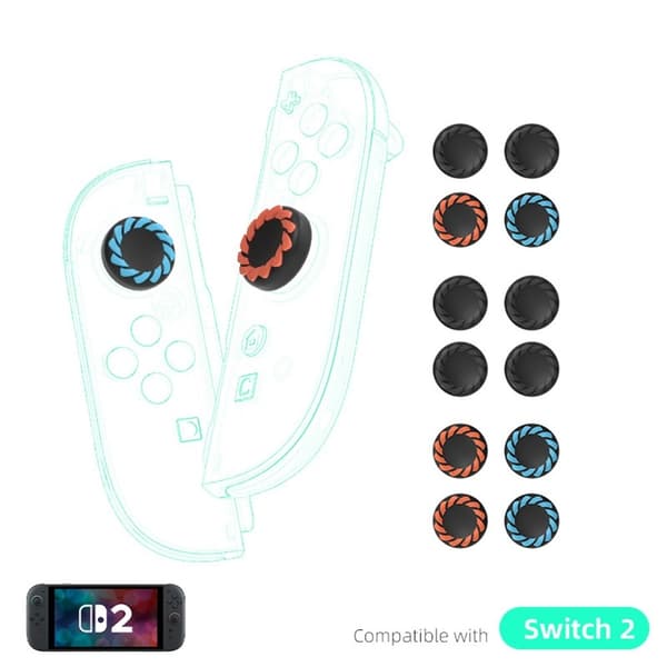 Kompatibel med Nintendo Switch 2 4 stk. Joy-Con tommelfingergreb - sort+orange+blå