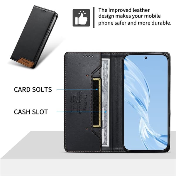 DIERFENG Til iPhone 17e / 16e Pungcover RFID Beskyttelse Stander - Sort