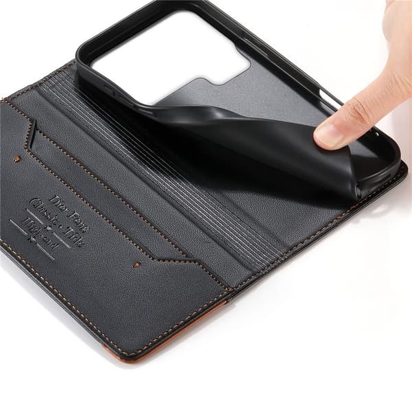 DIERFENG För Xiaomi 17 Pro Max Plånboksfodral RFID Skydd Stativ - Svart