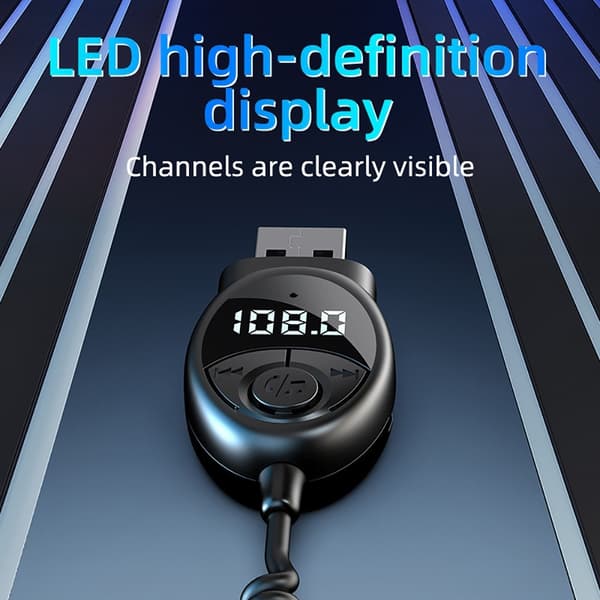 W8 Bilstereoadapter Bluetooth-kompatibel mottaker FM-sender med teleskopkabel
