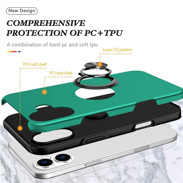For iPhone 17 Hybrid-deksel med Fingerring