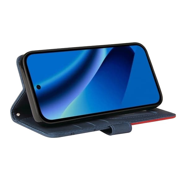 För Google Pixel 10a Plånboksfodral med Stativ Tvåfärgad Design - Blå