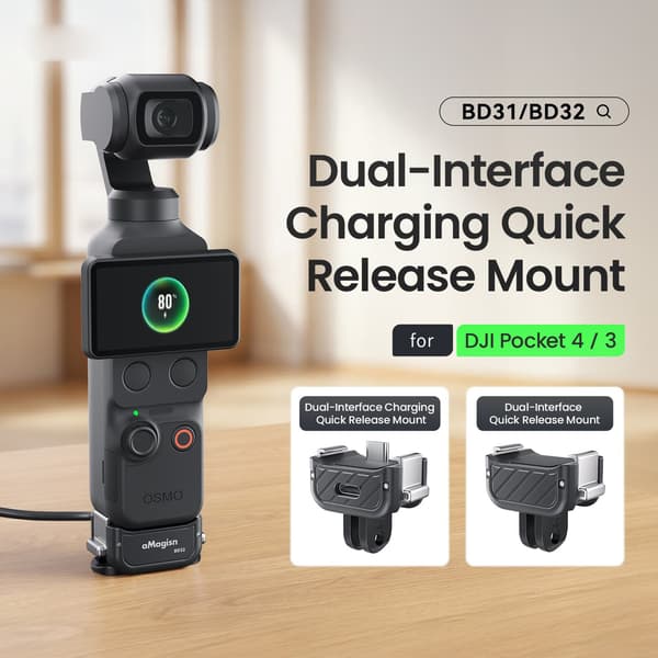 Dubbel laddningsbas för DJI Osmo Pocket 4 / 3 Magnetisk snabbkopplingsfäste