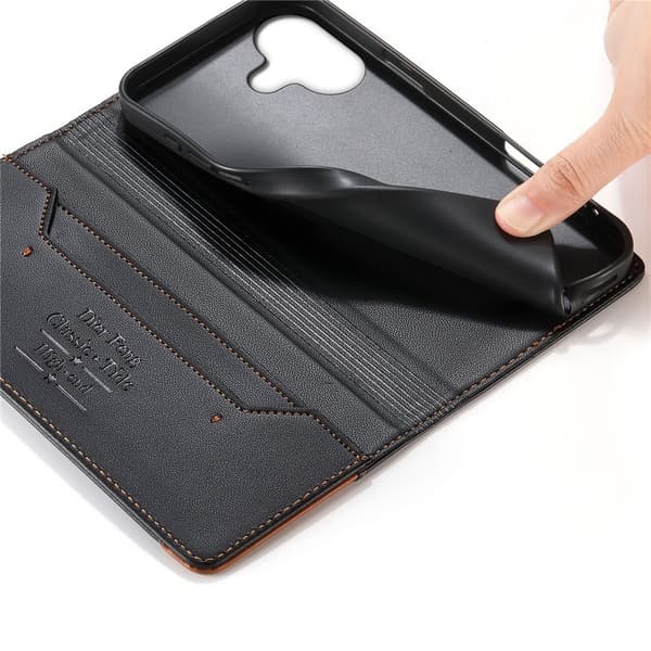 DIERFENG Til iPhone 17 Pungcover RFID Beskyttelse Stander - Sort