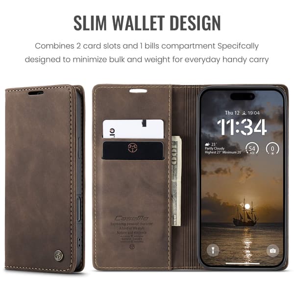 CASEME Lommebok-deksel iPhone 17 Pro - Kaffe