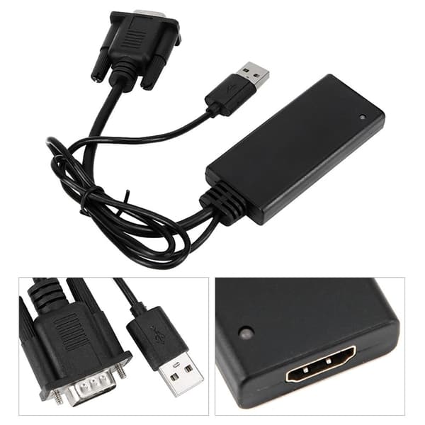 VGA + USB til HD-konverter HD-videoadapter med lyd USB-strømforsyning