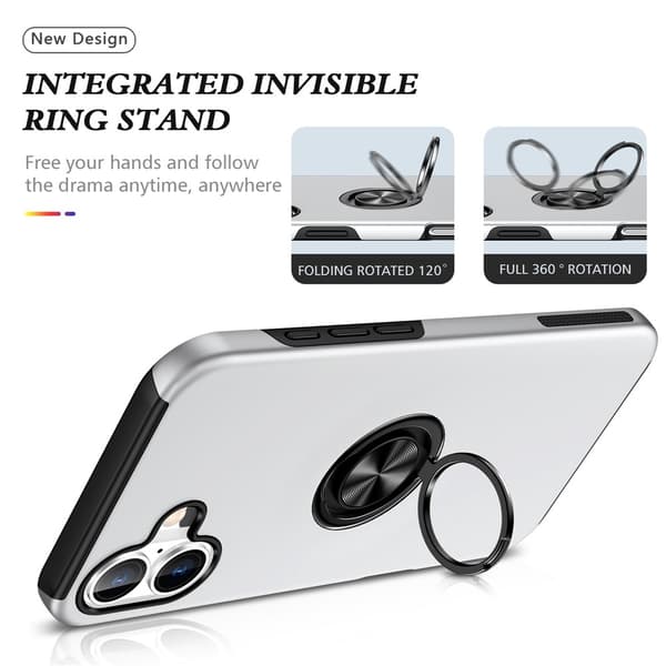 For iPhone 17 Hybrid-deksel med Fingerring